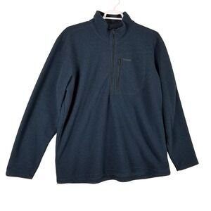 Simms Quarter-Zip Pullover Mens 2XL Navy Blue Waffle Knit Fleece Fishing Sweater